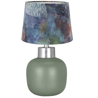 Metalowa lampa stołowa Rita miętowa z abażurem